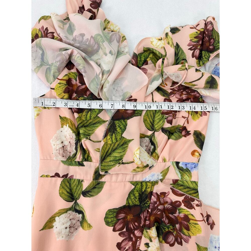 L’Atiste by Amy Pink Floral Ruffle High Low Maxi Dress Size Small Garden Party - Picture 9 of 11